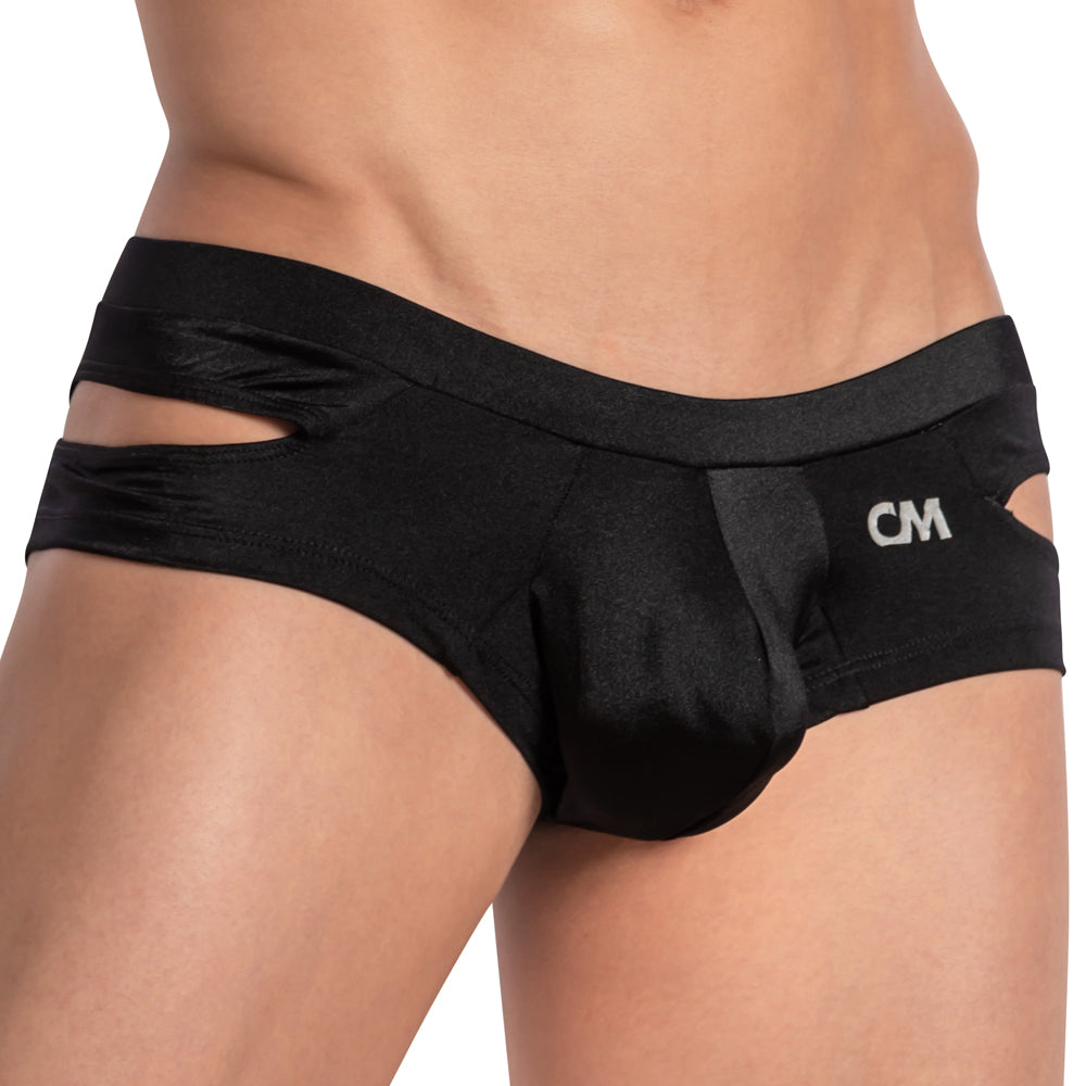 Cover Male CME027 Mens Shiny Pouch Open Panels Jockstrap Undies Black