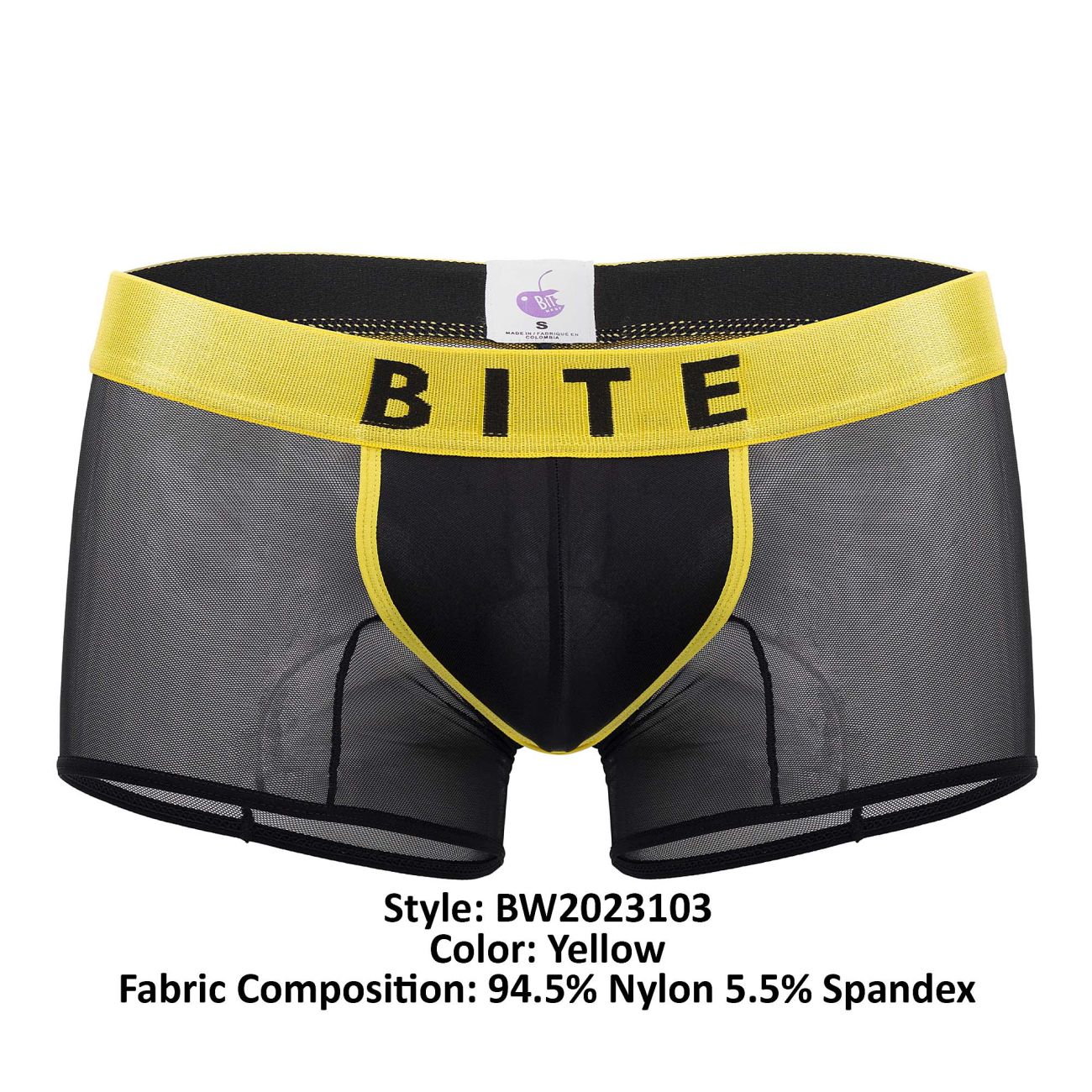 BiteWear BW2023103  Luminous Lime Trunks Black Yellow