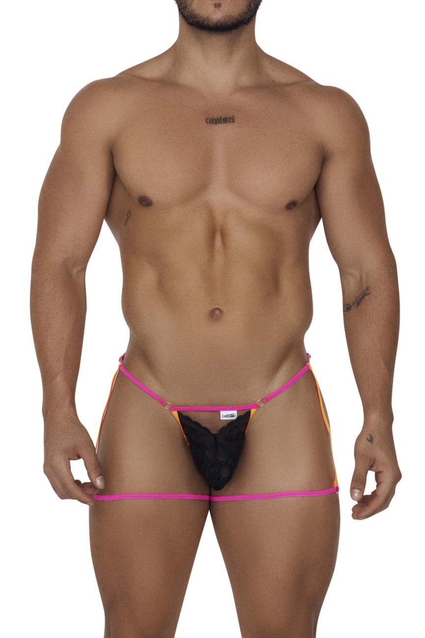 CandyMan 99678 Garter Thongs Neon Black