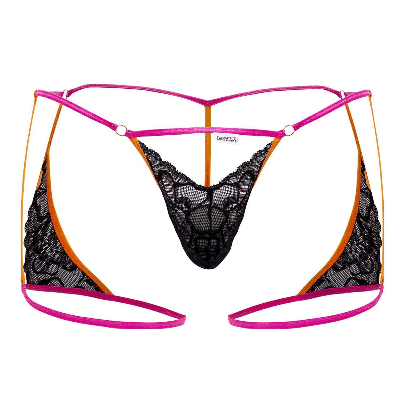 CandyMan 99678 Garter Thongs Neon Black