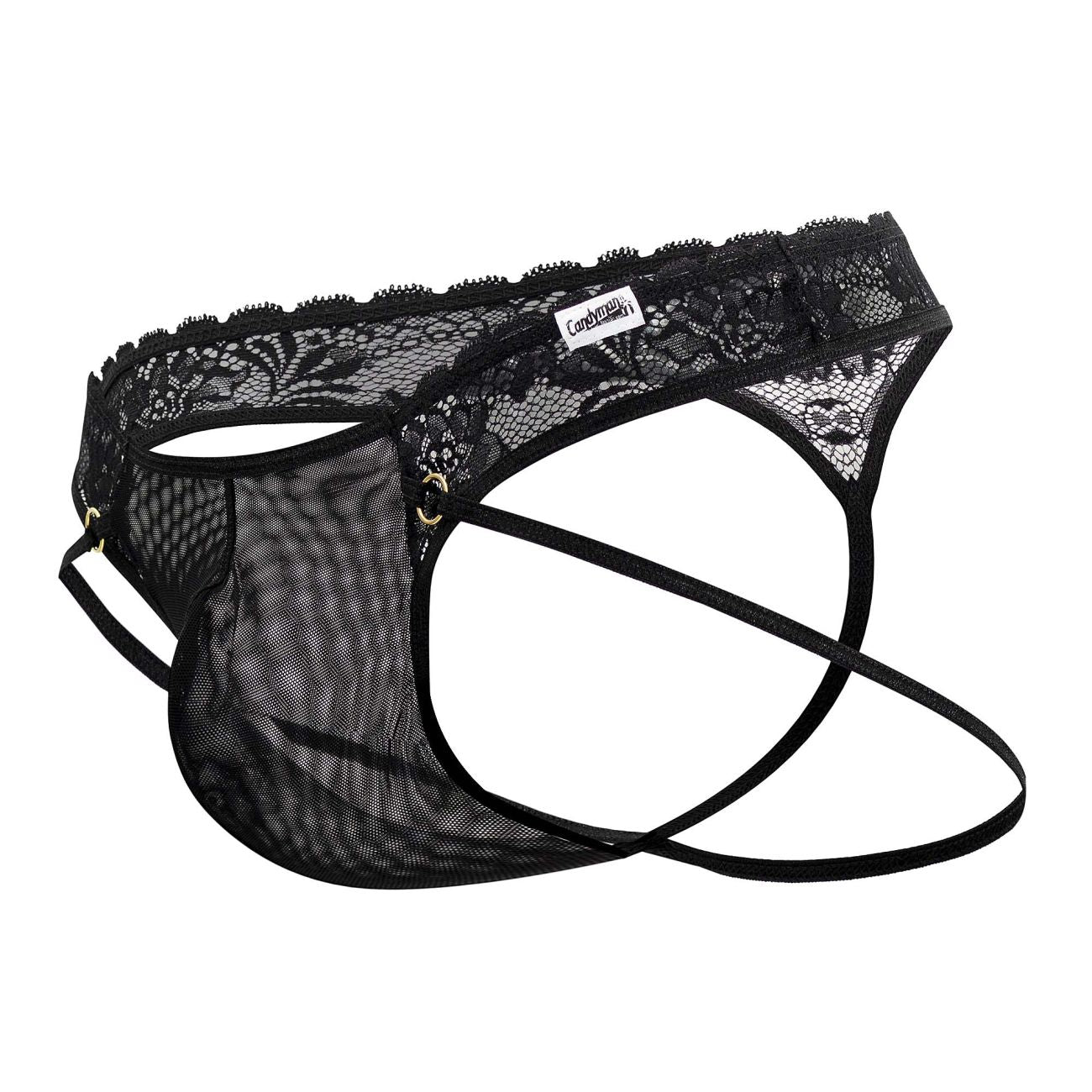 CandyMan 99747 Pretty Lace Thongs Black