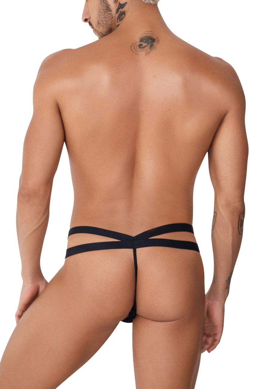 CandyMan 99751 Microfiber G-String with Metal Rings Black