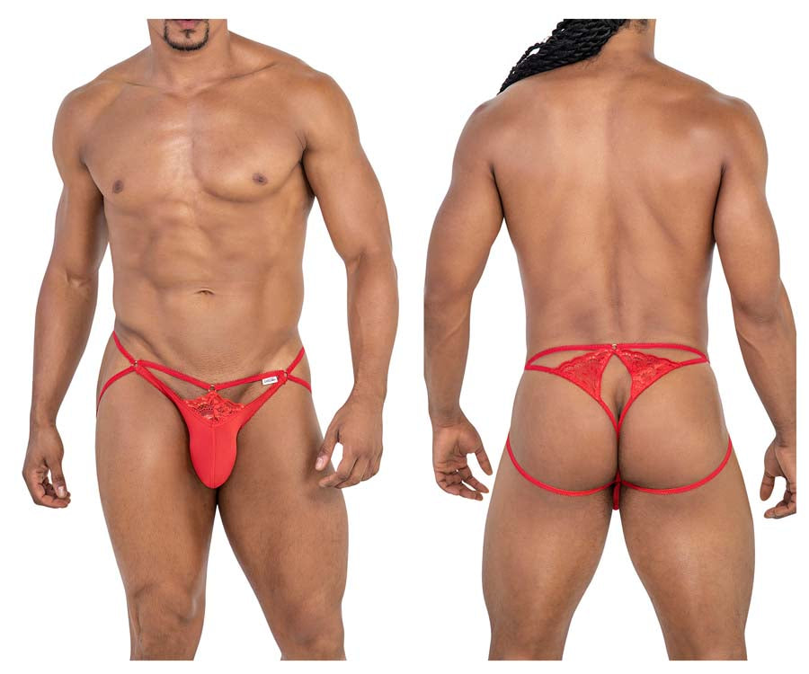 CandyMan 99770 Lace Jock Thongs Red