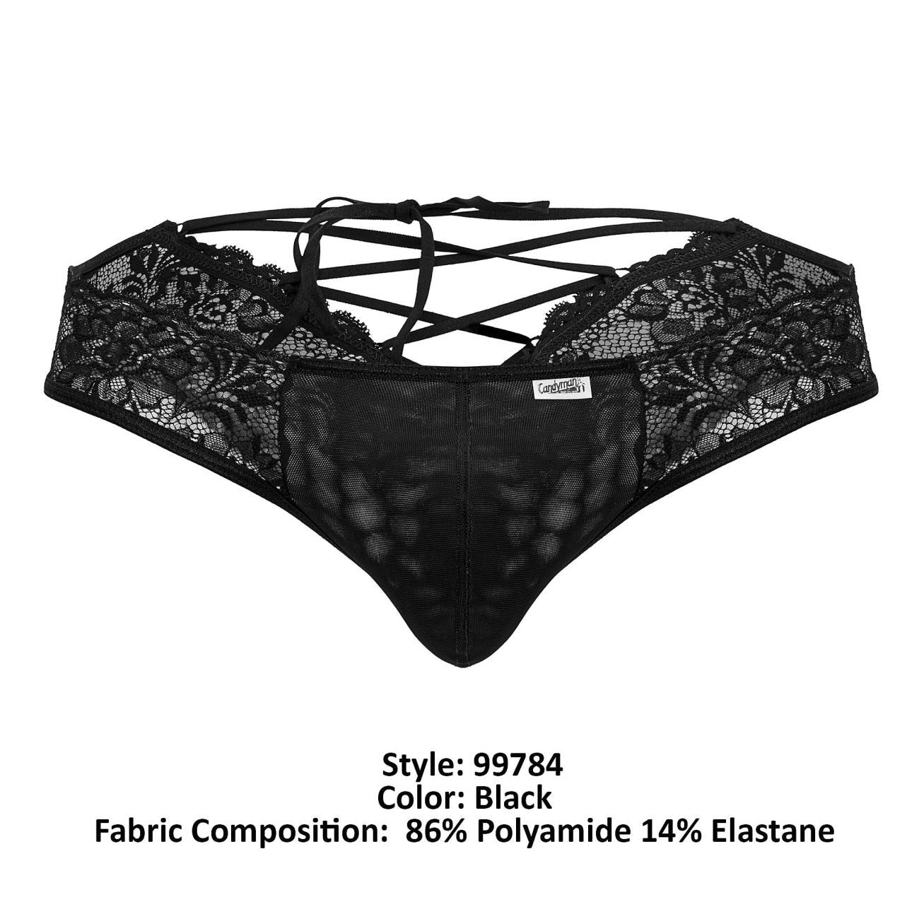 JCSTK - CandyMan 99784 Lace Thongs Black