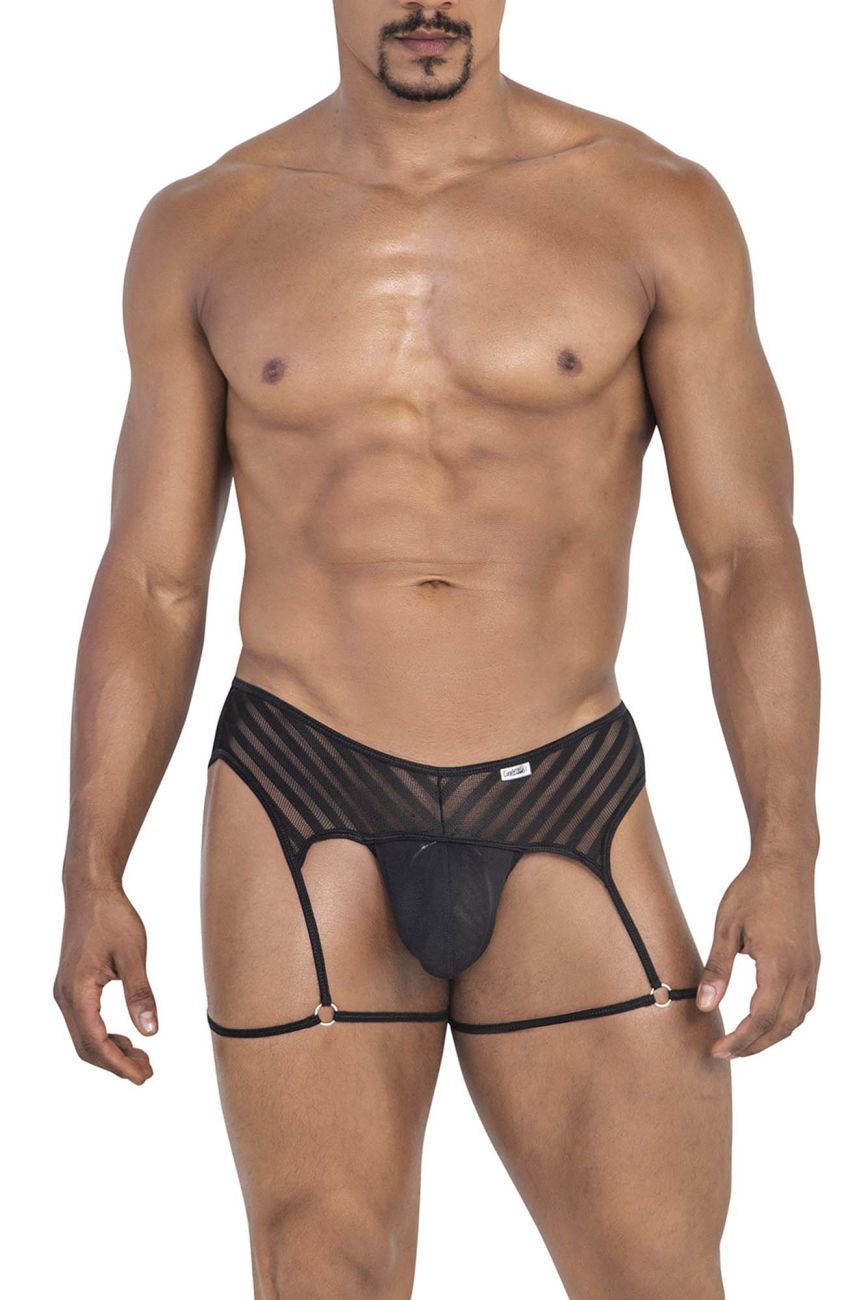 CandyMan 99792 Mesh Garter Thongs Black