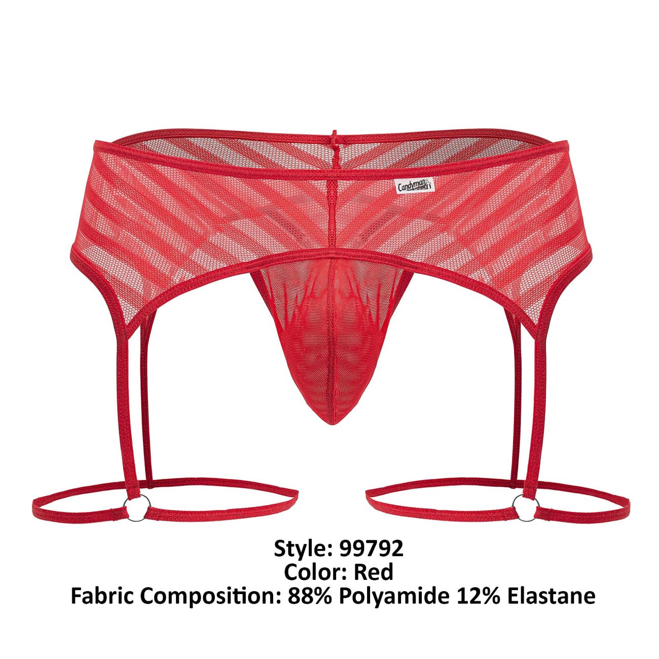 CandyMan 99792 Mesh Garter Thongs Red