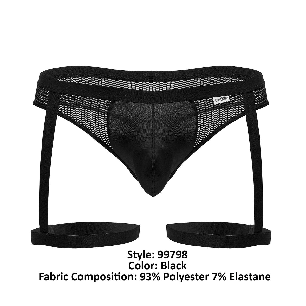 CandyMan 99798 Garter Mesh Thongs Black