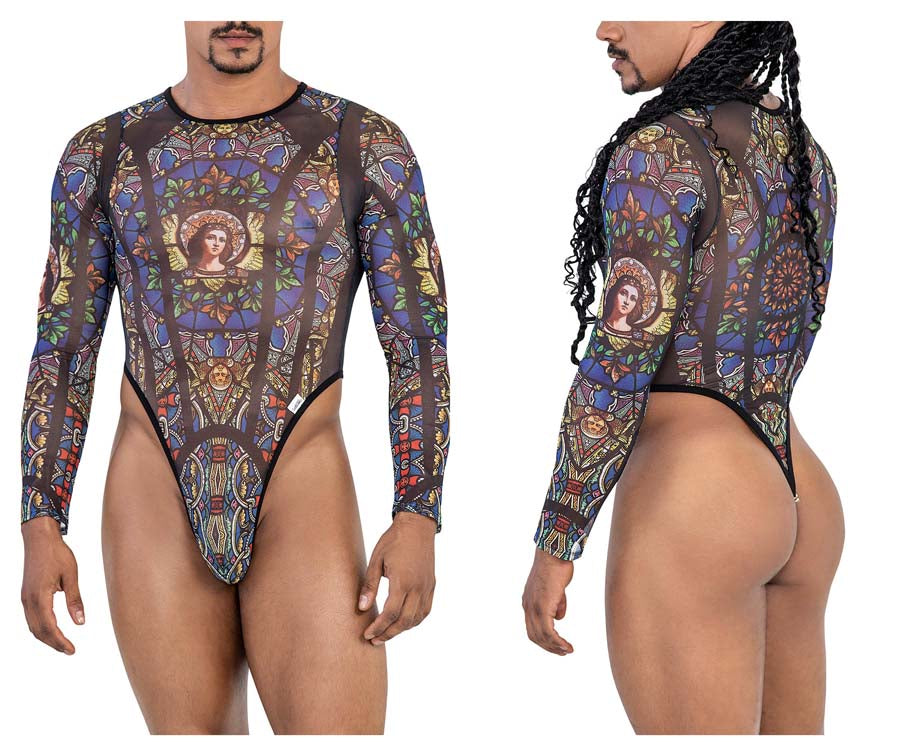 CandyMan 99814 Stained Glass Bodysuit Black Print