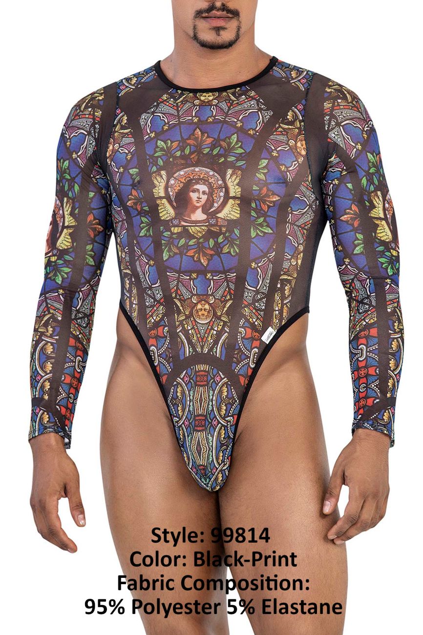 CandyMan 99814 Stained Glass Bodysuit Black Print