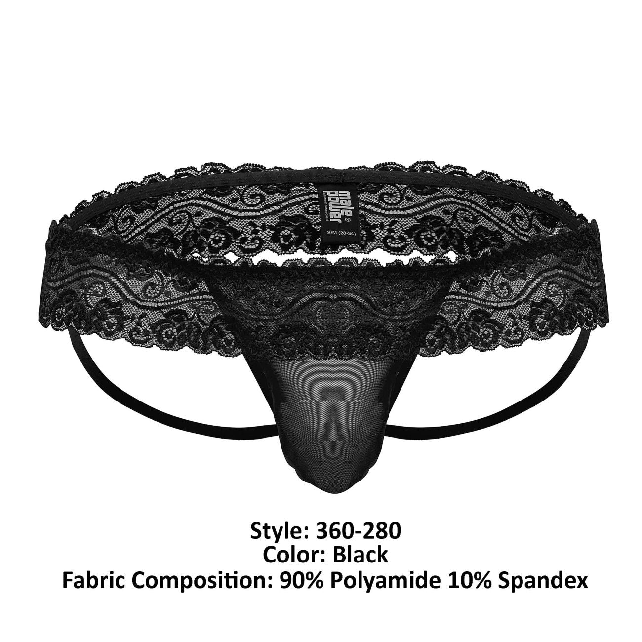 Male Power 360-280 Sassy Lace Skirt Jock Black