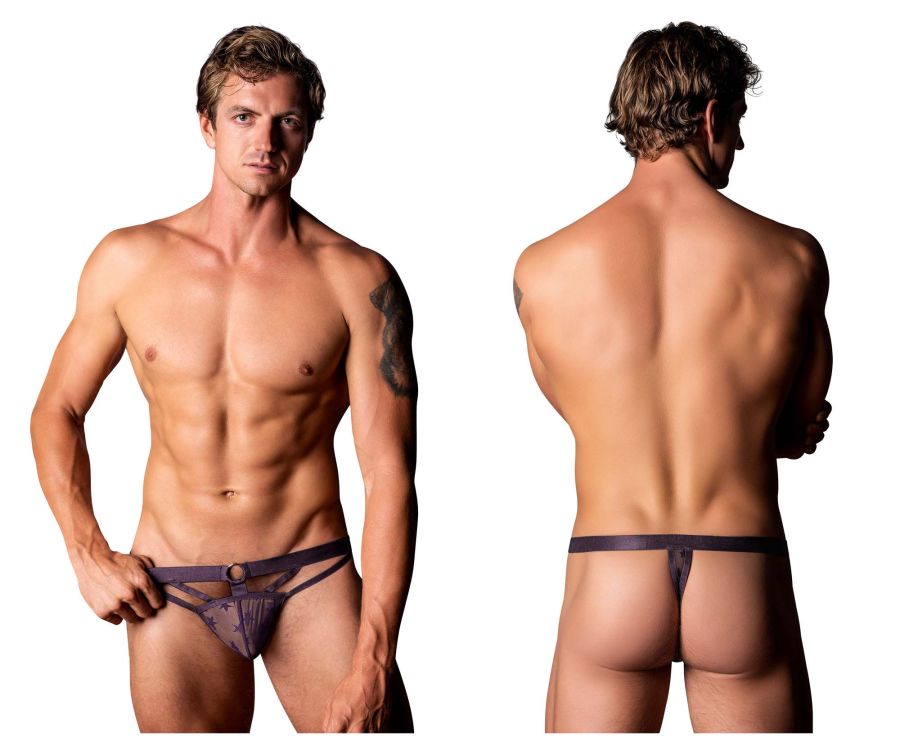 Male Power 416-291 Love Star Thong with Ring Black