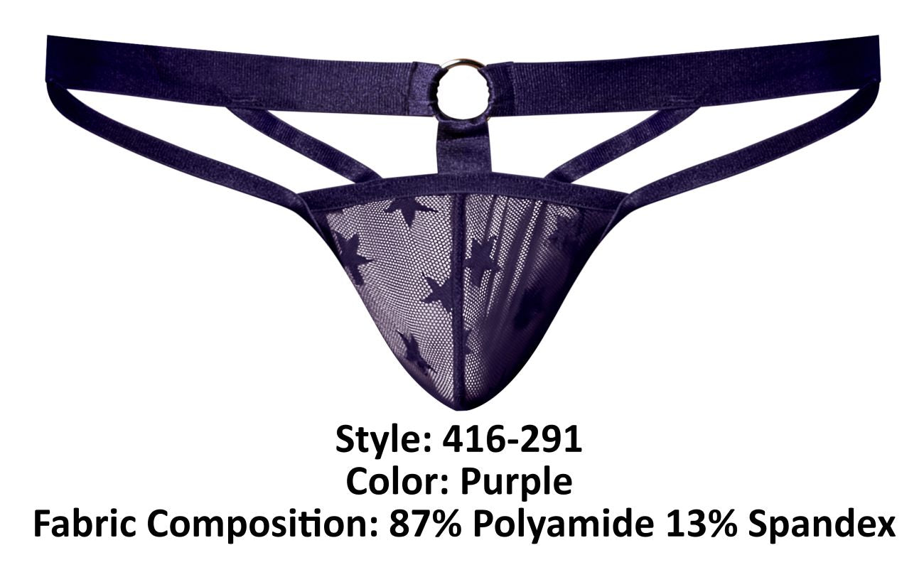 Male Power 416-291 Love Star Thong with Ring Black