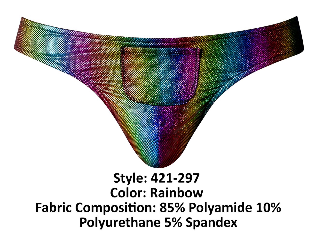 Male Power 421-297 Pack N Play Thong with Front Condom Pouch Rainbow