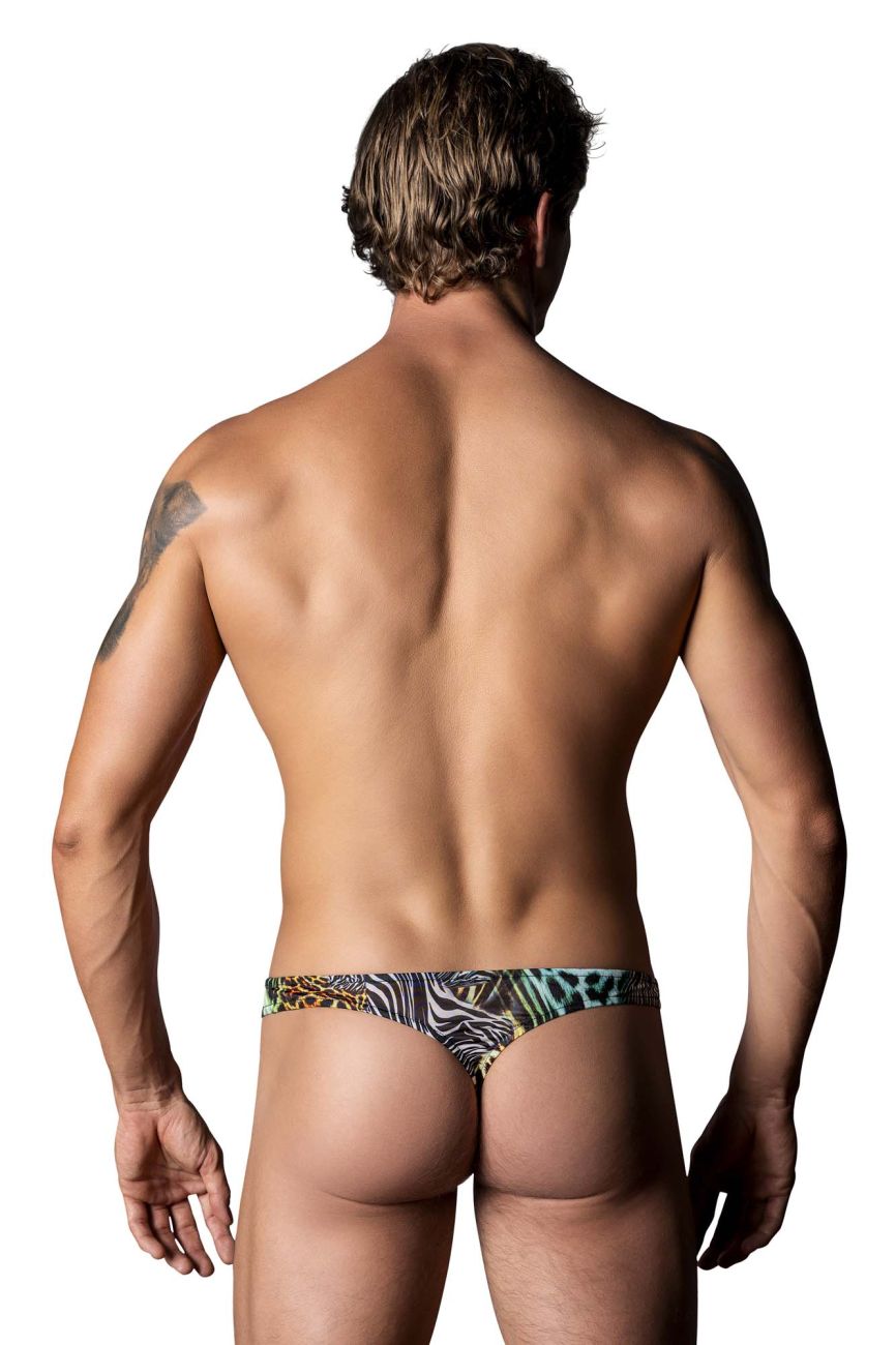 Male Power 439-295 Go Wild Thong with 2 Rings Multi Animal