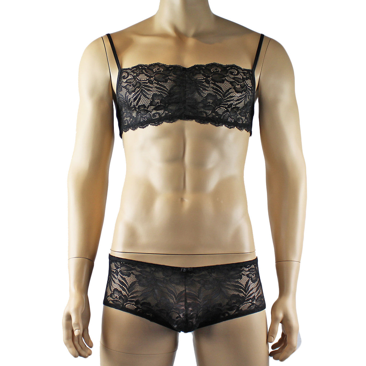 Mens Lingerie Bra Top and Boxer Briefs (black plus other colours)