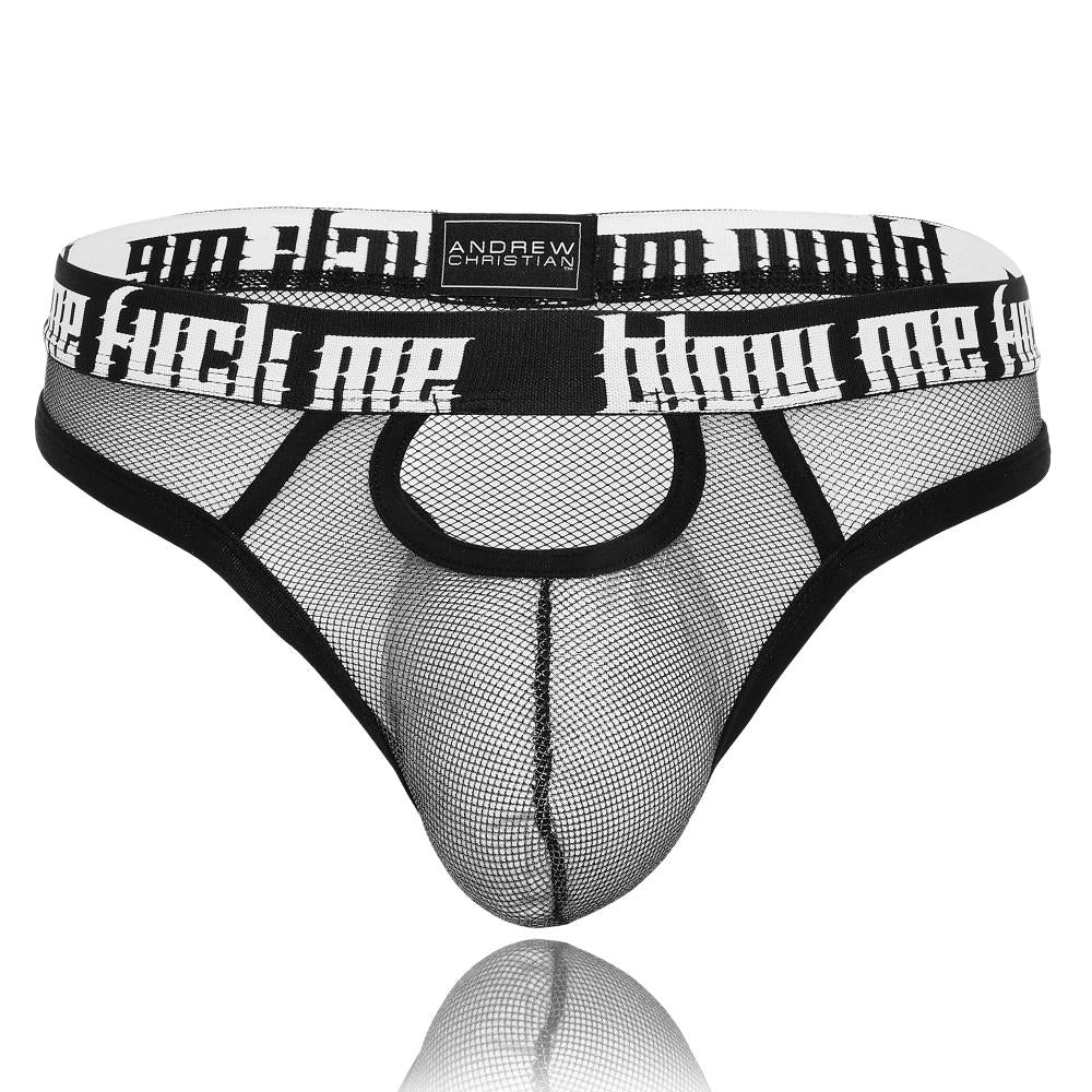 Mens Andrew Christian Sheer Metallic Silver Brief