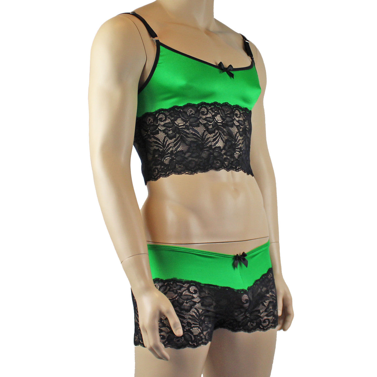 Mens Risque Camisole Top Boxer Briefs (green and black plus other colours)